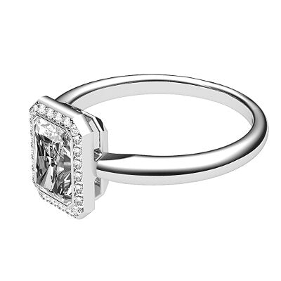 Simple Flat Radiant Solitaire halo Classic band