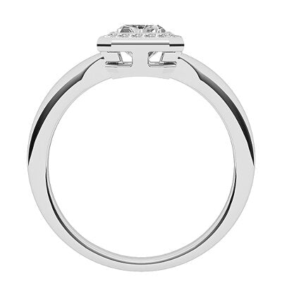 Simple Flat Radiant Solitaire halo Classic band