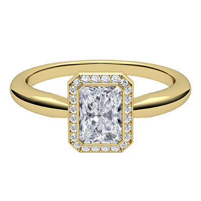 Simple Flat Radiant Solitaire halo Classic band