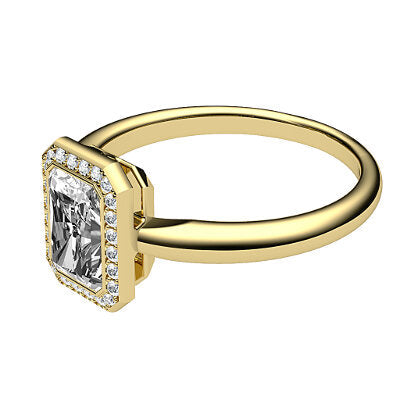 Simple Flat Radiant Solitaire halo Classic band