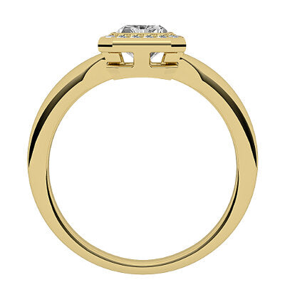 Simple Flat Radiant Solitaire halo Classic band