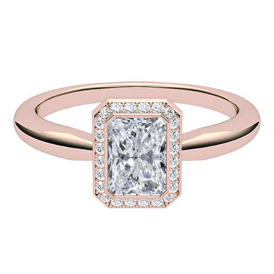 Simple Flat Radiant Solitaire halo Classic band