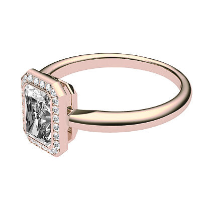 Simple Flat Radiant Solitaire halo Classic band