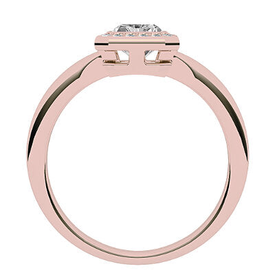 Simple Flat Radiant Solitaire halo Classic band