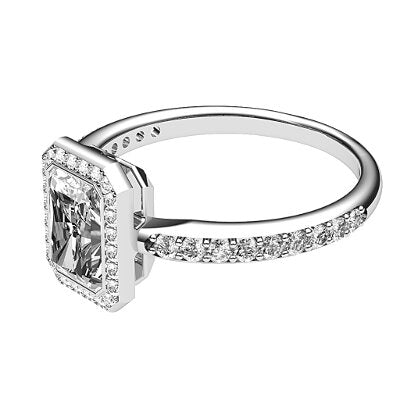 Simple Flat Radiant Solitaire halo Half diamond band