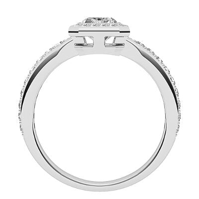 Simple Flat Radiant Solitaire halo Half diamond band