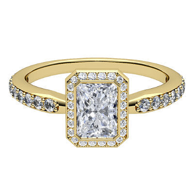 Simple Flat Radiant Solitaire halo Half diamond band