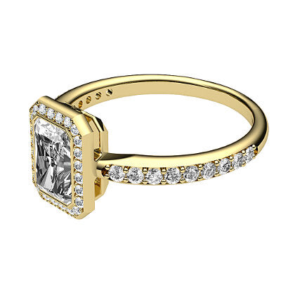Simple Flat Radiant Solitaire halo Half diamond band
