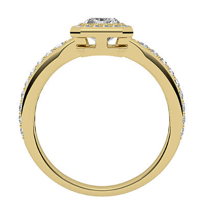 Simple Flat Radiant Solitaire halo Half diamond band