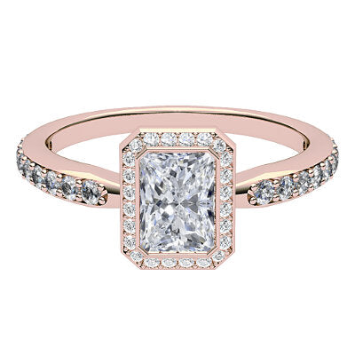 Simple Flat Radiant Solitaire halo Half diamond band