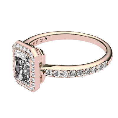 Simple Flat Radiant Solitaire halo Half diamond band