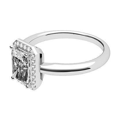 Simple Flat Radiant Solitaire halo Classic band 4 Prongs
