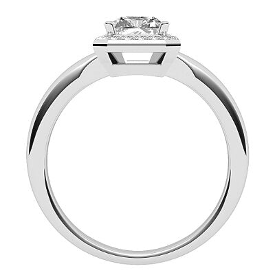 Simple Flat Radiant Solitaire halo Classic band 4 Prongs