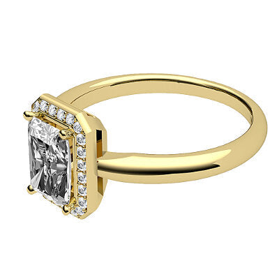 Simple Flat Radiant Solitaire halo Classic band 4 Prongs
