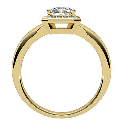 Simple Flat Radiant Solitaire halo Classic band 4 Prongs