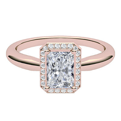 Simple Flat Radiant Solitaire halo Classic band 4 Prongs