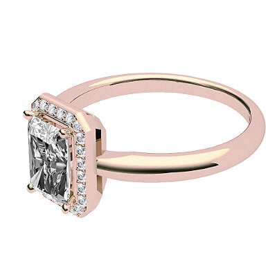 Simple Flat Radiant Solitaire halo Classic band 4 Prongs
