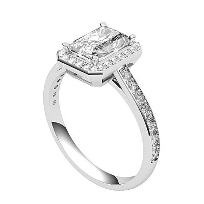 Trionfo Radiant Solitaire halo Half diamond band 4 Prongs