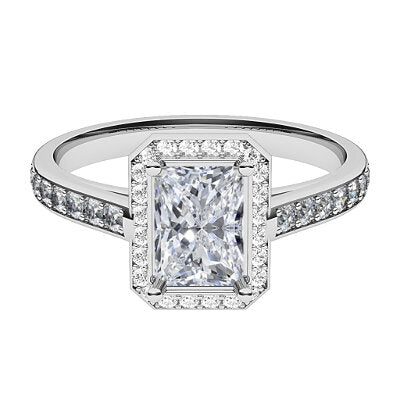 Trionfo Radiant Solitaire halo Half diamond band 4 Prongs