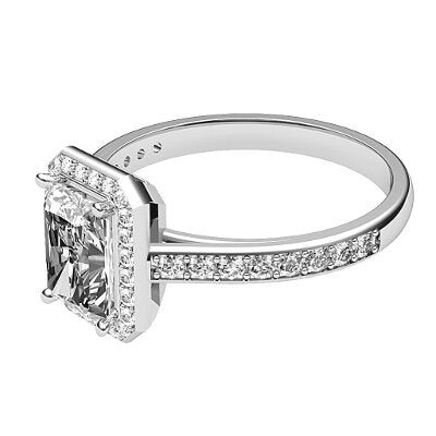 Trionfo Radiant Solitaire halo Half diamond band 4 Prongs