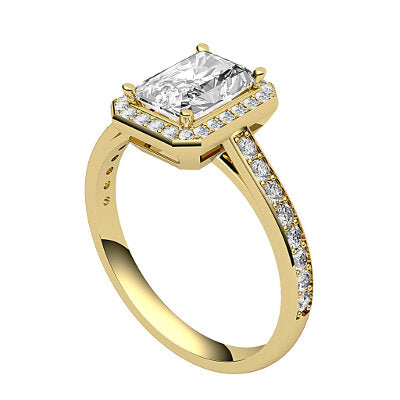 Trionfo Radiant Solitaire halo Half diamond band 4 Prongs