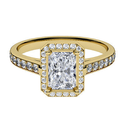 Trionfo Radiant Solitaire halo Half diamond band 4 Prongs
