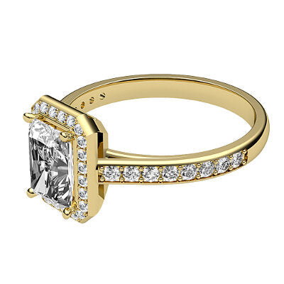 Trionfo Radiant Solitaire halo Half diamond band 4 Prongs