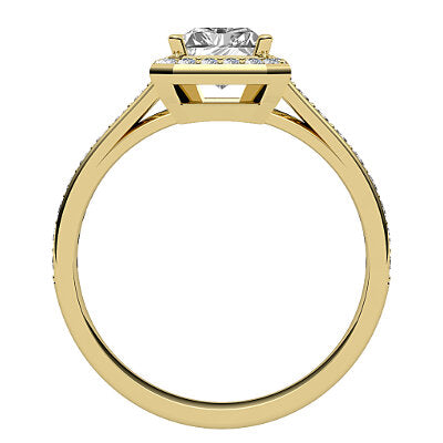 Trionfo Radiant Solitaire halo Half diamond band 4 Prongs