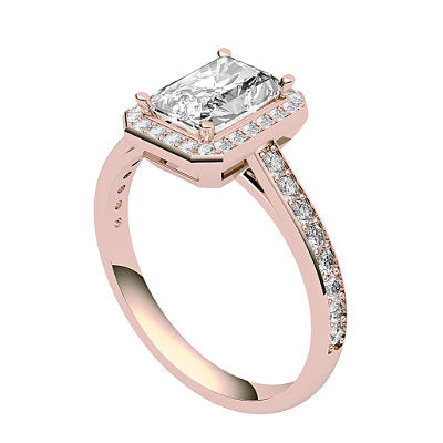 Trionfo Radiant Solitaire halo Half diamond band 4 Prongs