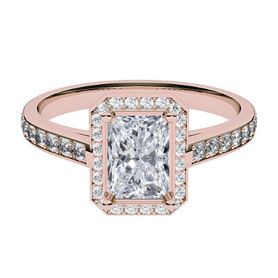 Trionfo Radiant Solitaire halo Half diamond band 4 Prongs