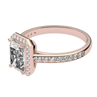Trionfo Radiant Solitaire halo Half diamond band 4 Prongs