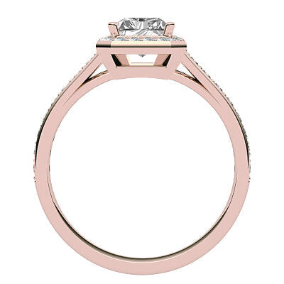 Trionfo Radiant Solitaire halo Half diamond band 4 Prongs