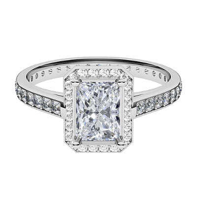 Trionfo Radiant Solitaire halo Full diamond band 4 Prongs