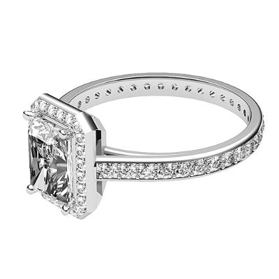 Trionfo Radiant Solitaire halo Full diamond band 4 Prongs