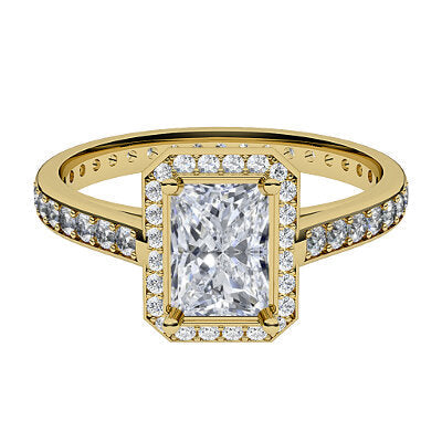 Trionfo Radiant Solitaire halo Full diamond band 4 Prongs