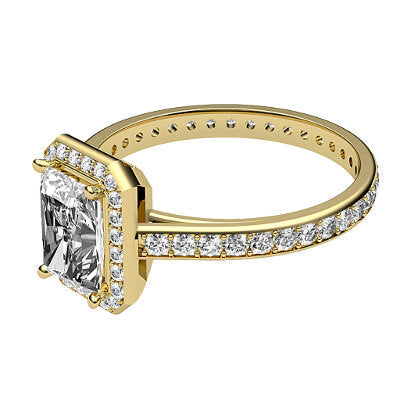 Trionfo Radiant Solitaire halo Full diamond band 4 Prongs