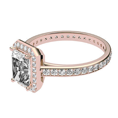 Trionfo Radiant Solitaire halo Full diamond band 4 Prongs