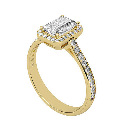 Vittoria Radiant Solitaire halo Half diamond band 4 Prongs