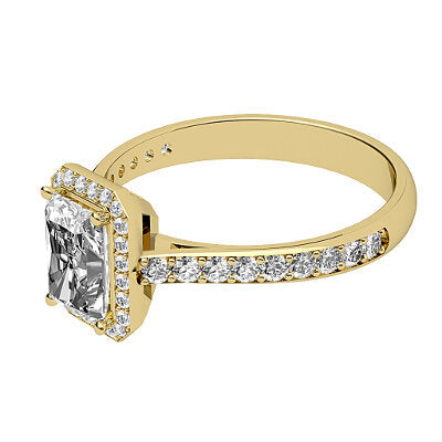 Vittoria Radiant Solitaire halo Half diamond band 4 Prongs
