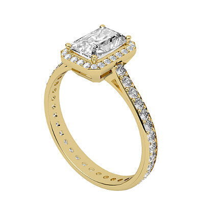 Vittoria Radiant Solitaire halo Full diamond band 4 Prongs