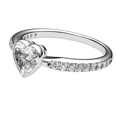 Simple Flat Heart Solitaire Half diamond band