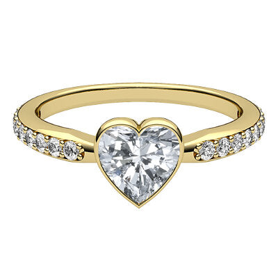 Simple Flat Heart Solitaire Half diamond band
