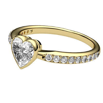 Simple Flat Heart Solitaire Half diamond band