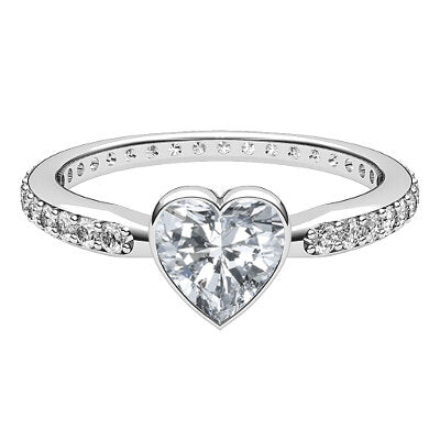 Simple Flat Heart Solitaire Full diamond band