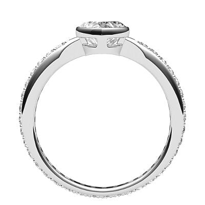 Simple Flat Heart Solitaire Full diamond band