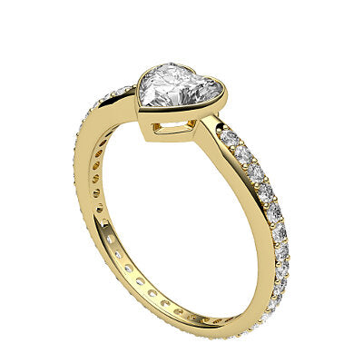Simple Flat Heart Solitaire Full diamond band