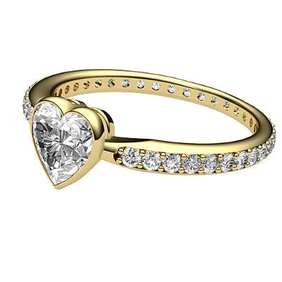 Simple Flat Heart Solitaire Full diamond band