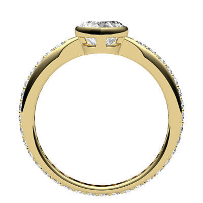 Simple Flat Heart Solitaire Full diamond band