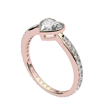 Simple Flat Heart Solitaire Full diamond band
