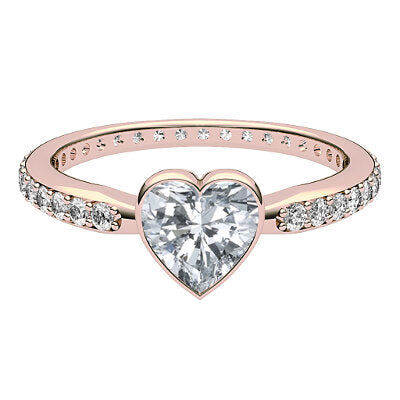Simple Flat Heart Solitaire Full diamond band
